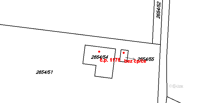 Jablunkov 1175 na parcele st. 2654/54 v KÚ Jablunkov, Katastrální mapa