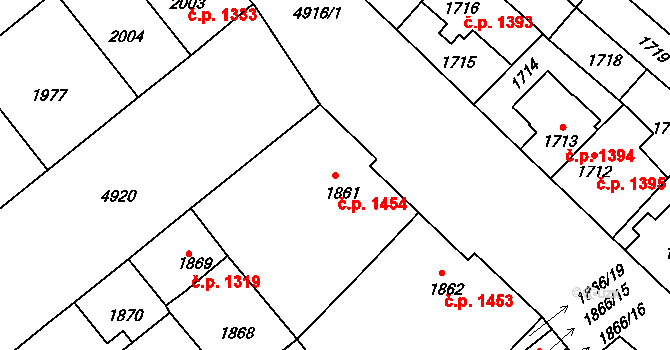 Louny 1454 na parcele st. 1861 v KÚ Louny, Katastrální mapa