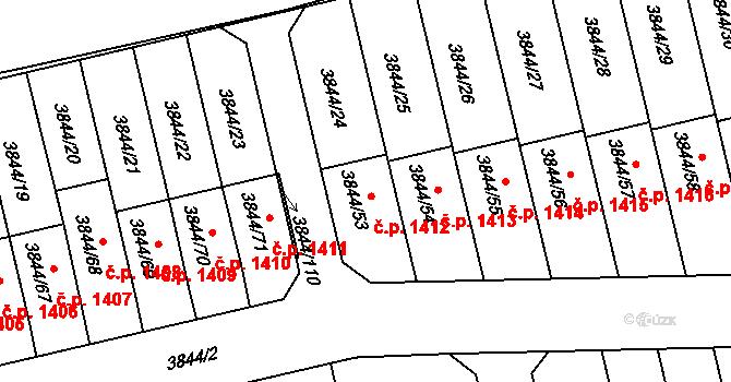 Chotěboř 1412 na parcele st. 3844/53 v KÚ Chotěboř, Katastrální mapa