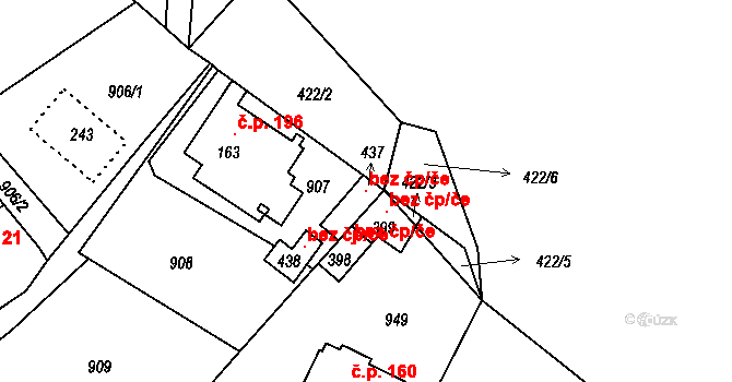 Nový Bor 97344583 na parcele st. 437 v KÚ Pihel, Katastrální mapa