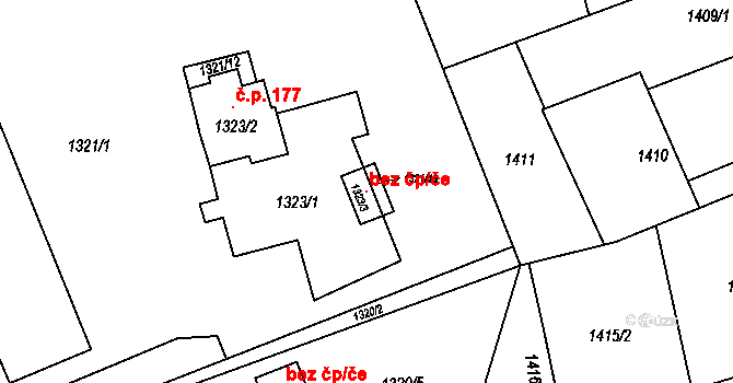 Karviná 99757583 na parcele st. 1323/3 v KÚ Ráj, Katastrální mapa