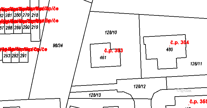 Vysoká Pec 353, Bohutín na parcele st. 461 v KÚ Vysoká Pec u Bohutína, Katastrální mapa
