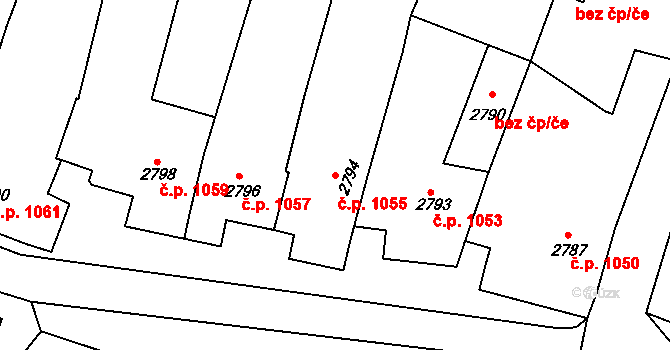 Rakšice 1055, Moravský Krumlov na parcele st. 2794 v KÚ Moravský Krumlov, Katastrální mapa