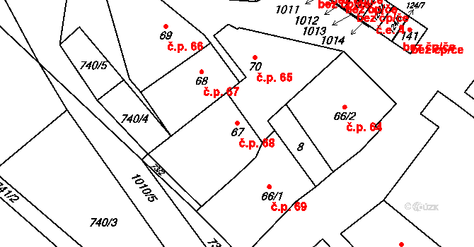 Rozkoš 68 na parcele st. 67 v KÚ Rozkoš u Jevišovic, Katastrální mapa