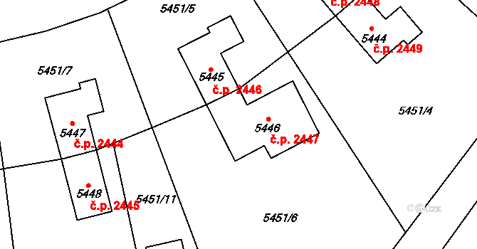 Přerov I-Město 2447, Přerov na parcele st. 5446 v KÚ Přerov, Katastrální mapa