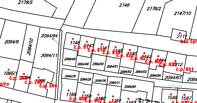 Jáchymov 819 na parcele st. 1141 v KÚ Jáchymov, Katastrální mapa