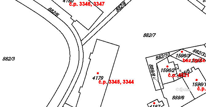 Jablonec nad Nisou 3344,3345 na parcele st. 4179 v KÚ Jablonec nad Nisou, Katastrální mapa