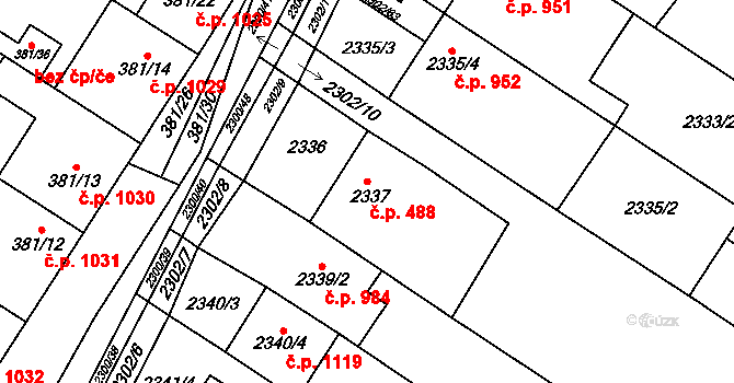 Svatobořice 488, Svatobořice-Mistřín na parcele st. 2337 v KÚ Svatobořice, Katastrální mapa
