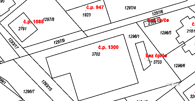 Litomyšl-Město 1300, Litomyšl na parcele st. 3702 v KÚ Litomyšl, Katastrální mapa