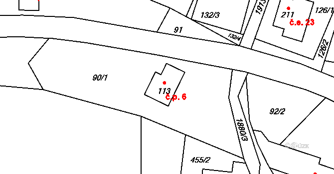 Krompach 6 na parcele st. 113 v KÚ Krompach, Katastrální mapa
