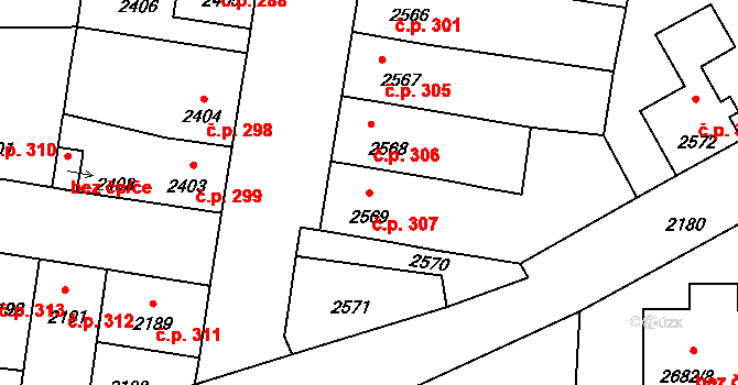 Mimoň I 307, Mimoň na parcele st. 2569 v KÚ Mimoň, Katastrální mapa