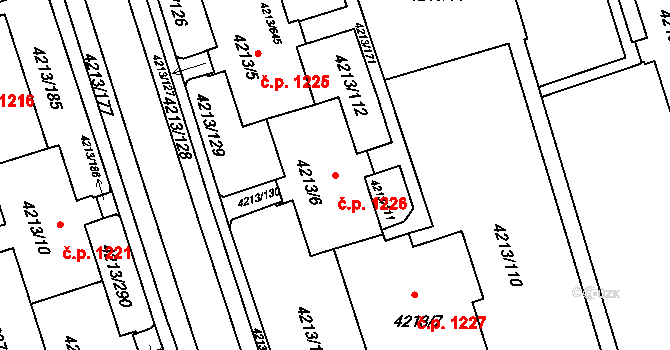 Lutyně 1226, Orlová na parcele st. 4213/6 v KÚ Horní Lutyně, Katastrální mapa