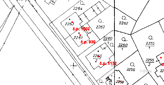 Poděbrady III 930, Poděbrady na parcele st. 2261 v KÚ Poděbrady, Katastrální mapa
