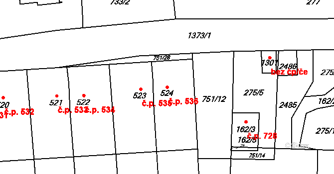 Lány 536, Svitavy na parcele st. 524 v KÚ Čtyřicet Lánů, Katastrální mapa