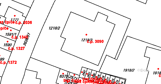 Břeclav 3090 na parcele st. 1218/3 v KÚ Břeclav, Katastrální mapa