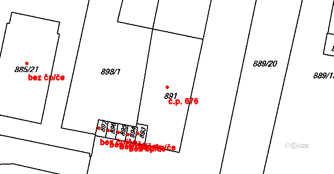 Zábrdovice 676, Brno na parcele st. 891 v KÚ Zábrdovice, Katastrální mapa