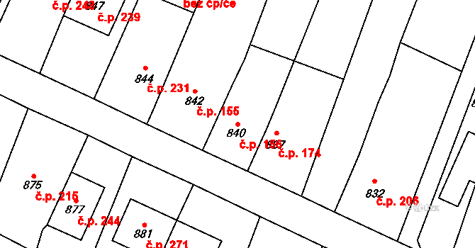 Lipůvka 156 na parcele st. 840 v KÚ Lipůvka, Katastrální mapa