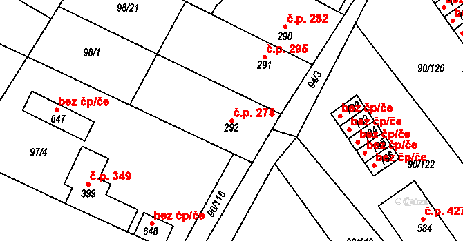 Dobroměřice 278 na parcele st. 292 v KÚ Dobroměřice, Katastrální mapa