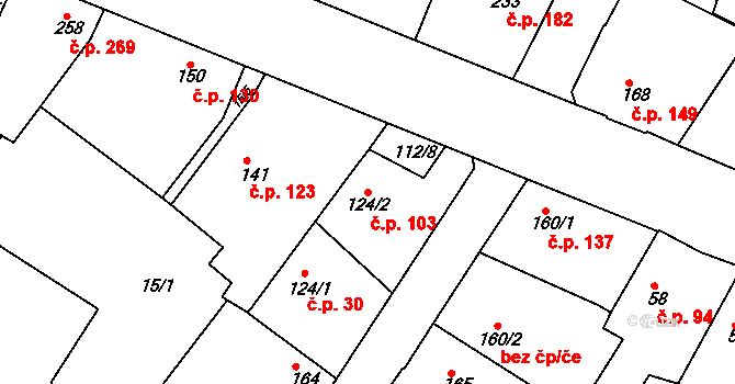 Staňkov II 103, Staňkov na parcele st. 124/2 v KÚ Staňkov-ves, Katastrální mapa