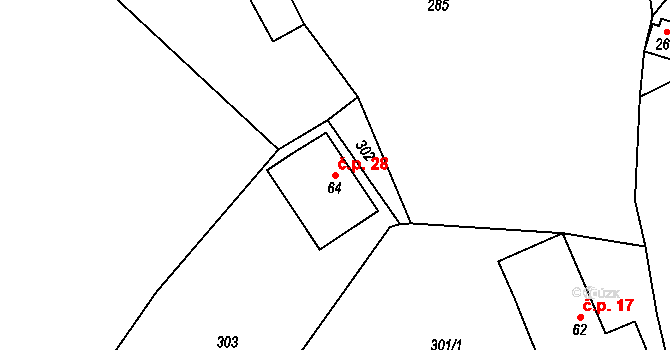 Kobylka 28, Turnov na parcele st. 64 v KÚ Bukovina u Turnova, Katastrální mapa