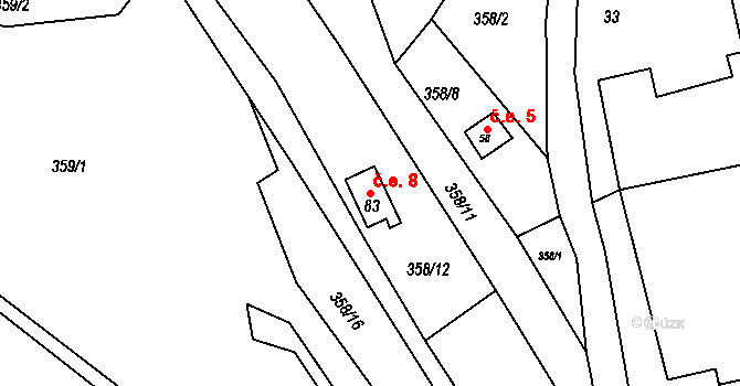 Lipnice 8, Český Rudolec na parcele st. 83 v KÚ Lipnice u Markvarce, Katastrální mapa