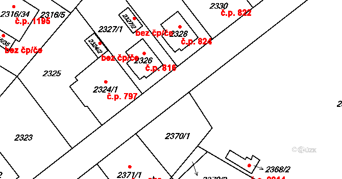 Radotín 797, Praha na parcele st. 2324/1 v KÚ Radotín, Katastrální mapa