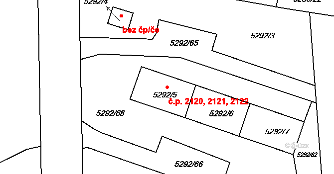 Česká Lípa 2120,2121,2122 na parcele st. 5292/5 v KÚ Česká Lípa, Katastrální mapa