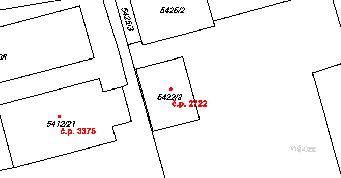 Česká Lípa 2722 na parcele st. 5422/3 v KÚ Česká Lípa, Katastrální mapa