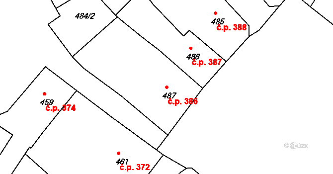 Rumburk 1 386, Rumburk na parcele st. 487 v KÚ Rumburk, Katastrální mapa