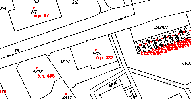 Liberec III-Jeřáb 382, Liberec na parcele st. 4815 v KÚ Liberec, Katastrální mapa