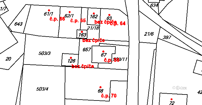 Termesivy 86, Havlíčkův Brod na parcele st. 67 v KÚ Termesivy, Katastrální mapa