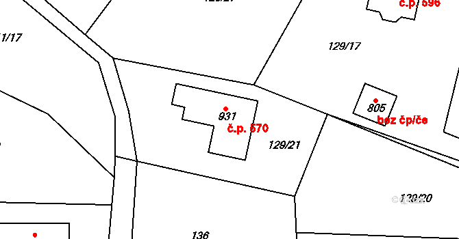 Nechánice 570, Sulice na parcele st. 931 v KÚ Sulice, Katastrální mapa