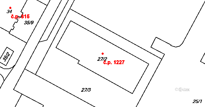 Šumbark 1227, Havířov na parcele st. 27/2 v KÚ Šumbark, Katastrální mapa