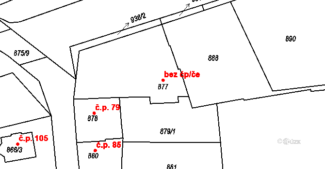 Úštěk-České Předměstí 144, Úštěk na parcele st. 877 v KÚ Úštěk, Katastrální mapa