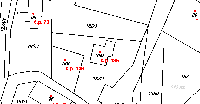 Čistá v Krkonoších 186, Černý Důl na parcele st. 369 v KÚ Čistá v Krkonoších, Katastrální mapa