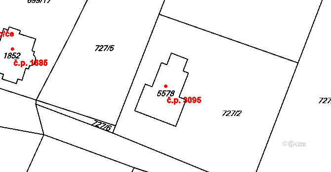 Dvůr Králové nad Labem 3095 na parcele st. 5578 v KÚ Dvůr Králové nad Labem, Katastrální mapa