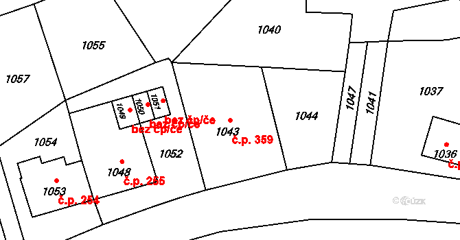 Lichnov 359 na parcele st. 1043 v KÚ Lichnov u Bruntálu, Katastrální mapa