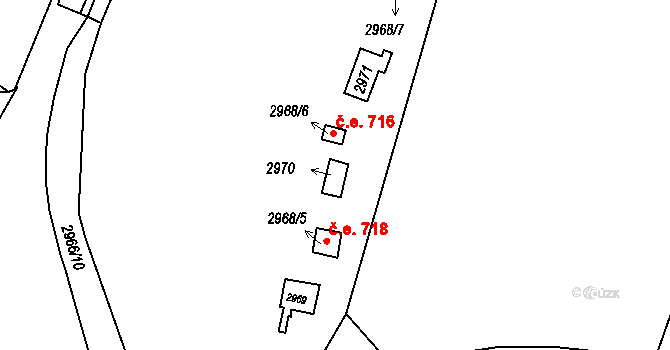 Kadaň 717 na parcele st. 2970 v KÚ Kadaň, Katastrální mapa