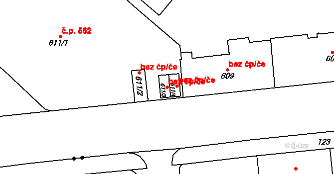 Brno 39454584 na parcele st. 611/3 v KÚ Stránice, Katastrální mapa