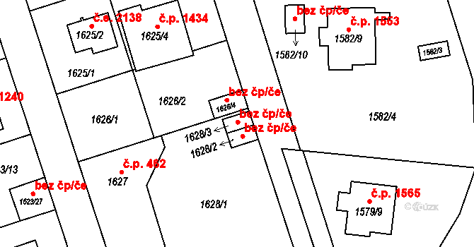 Praha 40483584 na parcele st. 1628/3 v KÚ Radotín, Katastrální mapa