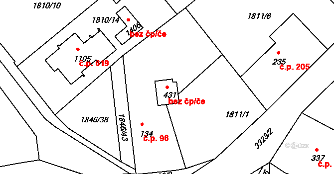 Zliv 40564584 na parcele st. 431 v KÚ Zliv u Českých Budějovic, Katastrální mapa