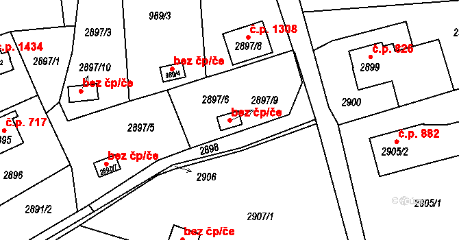 Ostrava 42514584 na parcele st. 2897/9 v KÚ Radvanice, Katastrální mapa