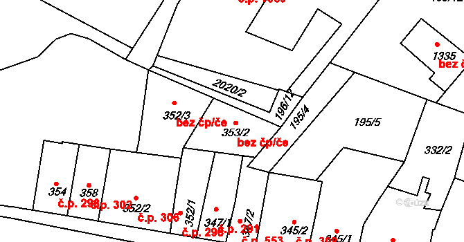 Český Brod 43509584 na parcele st. 353/2 v KÚ Český Brod, Katastrální mapa