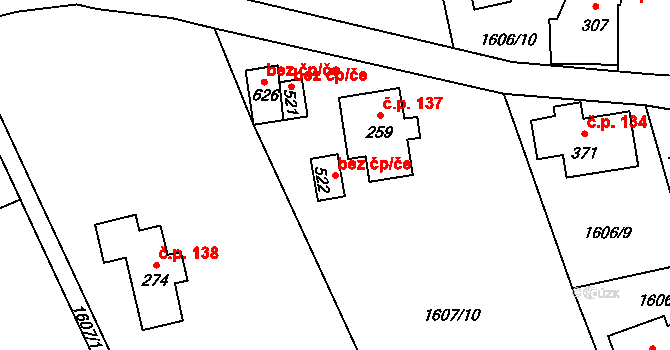 Pěnčín 44209584 na parcele st. 522 v KÚ Alšovice, Katastrální mapa
