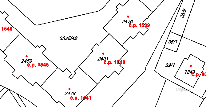 Kateřinky 1540, Opava na parcele st. 2491 v KÚ Kateřinky u Opavy, Katastrální mapa