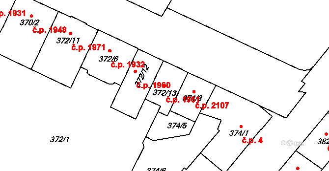 Předměstí 1961, Opava na parcele st. 372/13 v KÚ Opava-Předměstí, Katastrální mapa