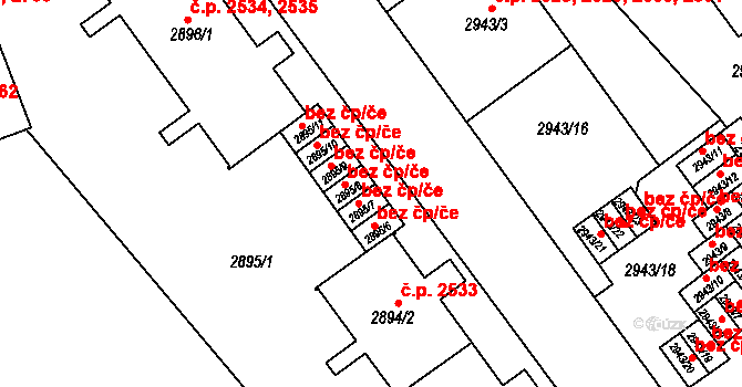 Teplice 45112584 na parcele st. 2895/7 v KÚ Teplice, Katastrální mapa