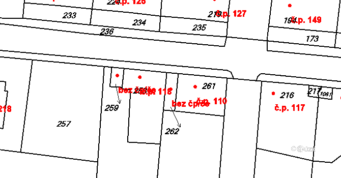 Netvořice 45413584 na parcele st. 262 v KÚ Netvořice, Katastrální mapa