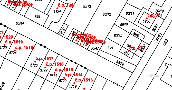 Pardubice 46744584 na parcele st. 516 v KÚ Studánka, Katastrální mapa