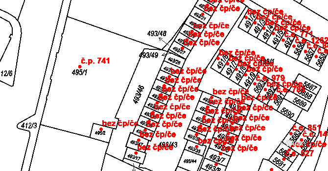 Chomutov 49892584 na parcele st. 493/23 v KÚ Chomutov I, Katastrální mapa